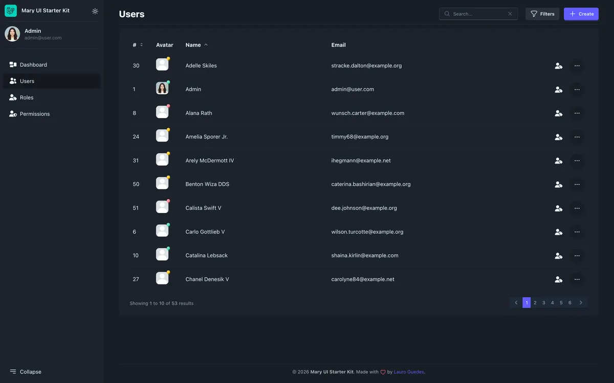 Mary UI Laravel Starter Kit